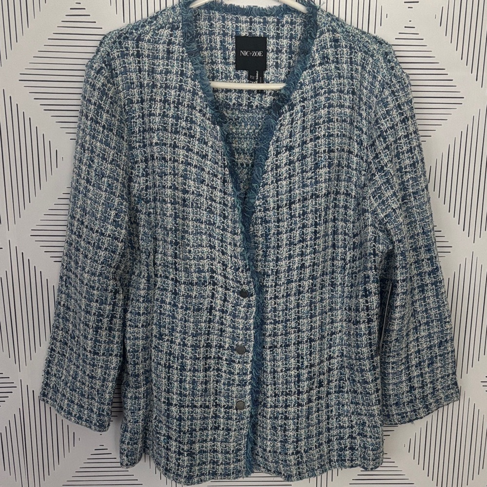 Gorgeous For Fall / Autumn 🍂 Women's Blue Tweed Jacket, Nic + Zoe, Petite M!